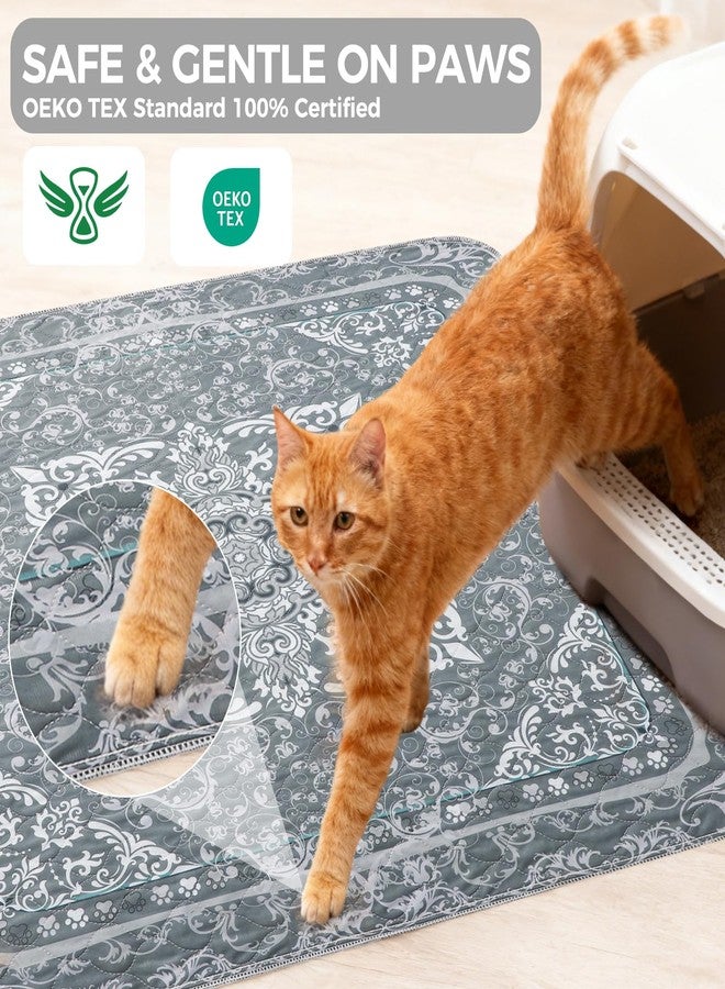 Homimp Cat Litter Mat, Litter Trapping Mat 2 Pack, Contains Mess from Box, Protects Floors,Urine Waterproof,Non-slip,Less Waste Cat Litter Box Mat,Soft on Kitty’s Paws,Washable,Absorbent,Grey 24"X36" - Image 3